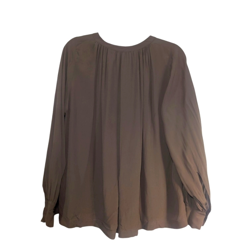 H&M Brown Relaxed Buttoned Blouse with Mandarin Collar - Picture 2 of 6
